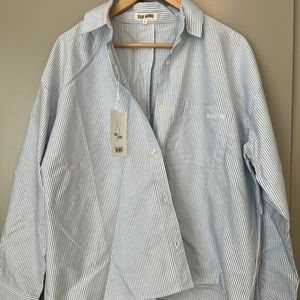 Djerf Avenue Breezy Shirt Blue Stripe NEW